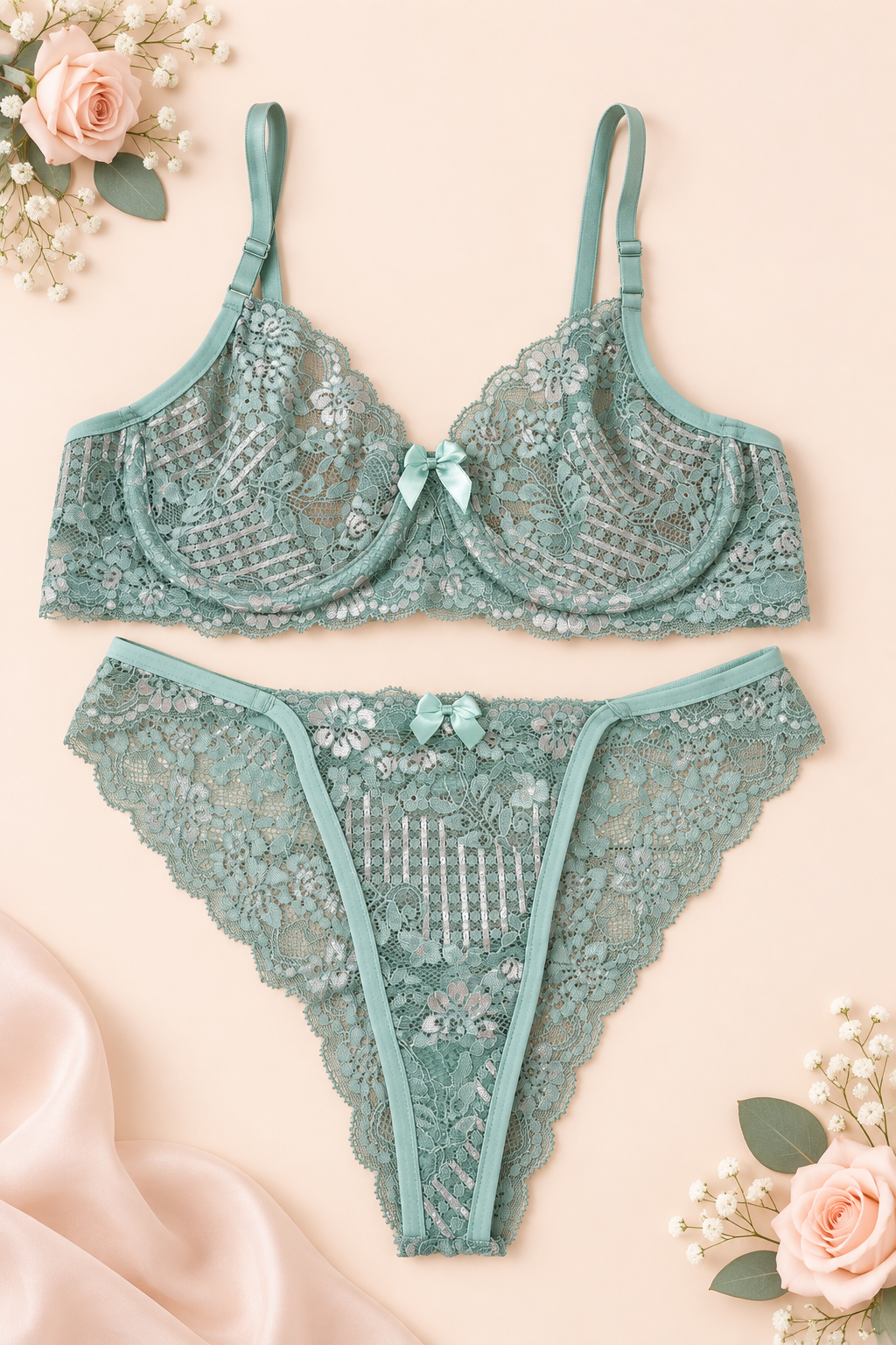 Conjunto Jade - fundo off-white pêssego