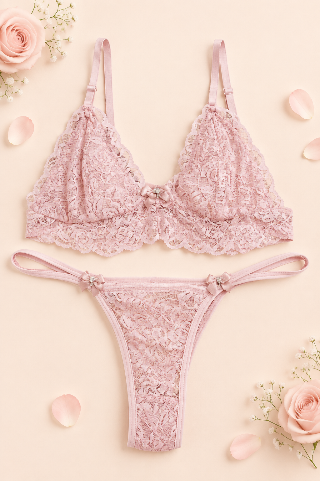 Conjunto rose nude - fundo off-white pêssego